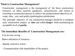 Introduction of construction Management in civil engineering | PPTX