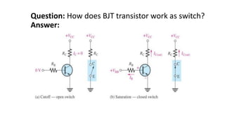 Question: How does BJT transistor work as switch?
Answer:
 