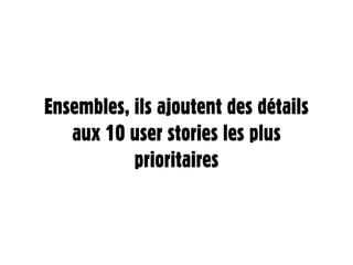 Ensembles, ils ajoutent des détails
   aux 10 user stories les plus
           prioritaires
 