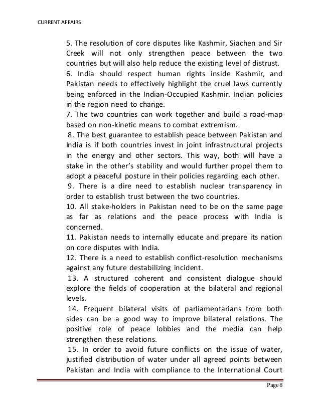 Pakistan and India Relations