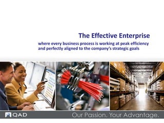 The Effective Enterprise
where every business process is working at peak efficiency
and perfectly aligned to the company’s strategic goals
 