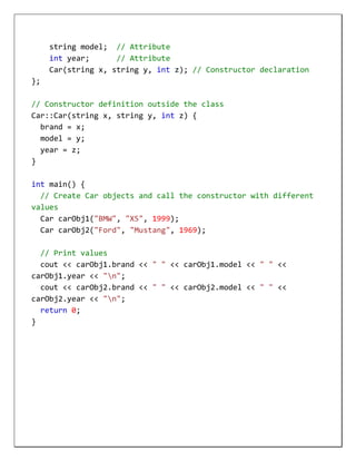 OOP and C++Classes | DOCX