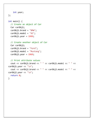 OOP and C++Classes | DOCX