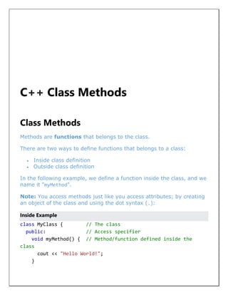 OOP and C++Classes | DOCX