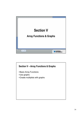 Section V
         Array Functions & Graphs




Section V –Array Functions & Graphs

•
Basic Array Functions
•
Use graphs
•
Create multiplots with graphs




                                      34
 