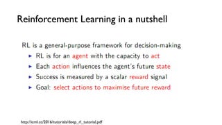 Reinforcement Learning in a nutshell
http://icml.cc/2016/tutorials/deep_rl_tutorial.pdf
 
