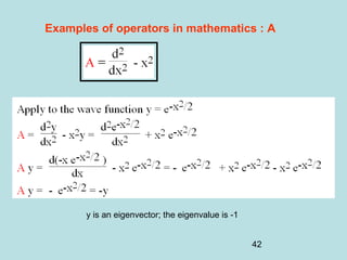 42
Examples of operators in mathematics : A
y is an eigenvector; the eigenvalue is -1
 