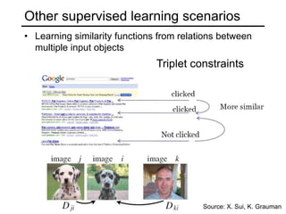 Other supervised learning scenariosLearning similarity functions from relations between multiple input objectsPairwise constraintsSource: X. Sui, K. Grauman