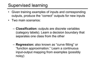 Types of learning problemsSupervisedClassificationRegressionUnsupervisedSemi-supervisedReinforcement learningActive learning….