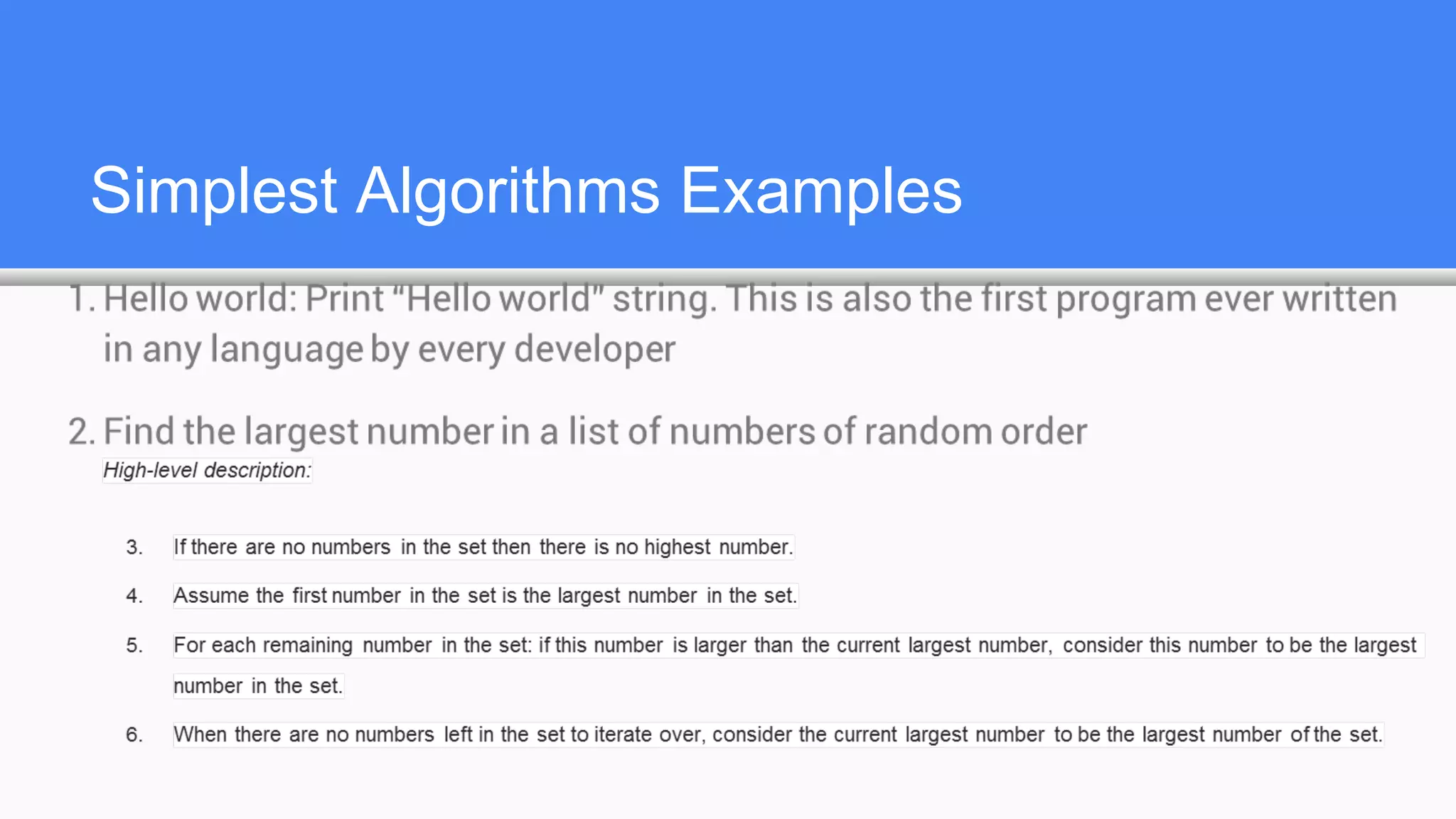 Simplest Algorithms Examples
 