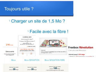l
Charger un site de 1,5 Mo ?
l
Facile avec la fibre !
Toujours utile ?
 