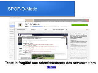 SPOF-O-Matic
Teste la fragilité aux ralentissements des serveurs tiers
l
démo
 