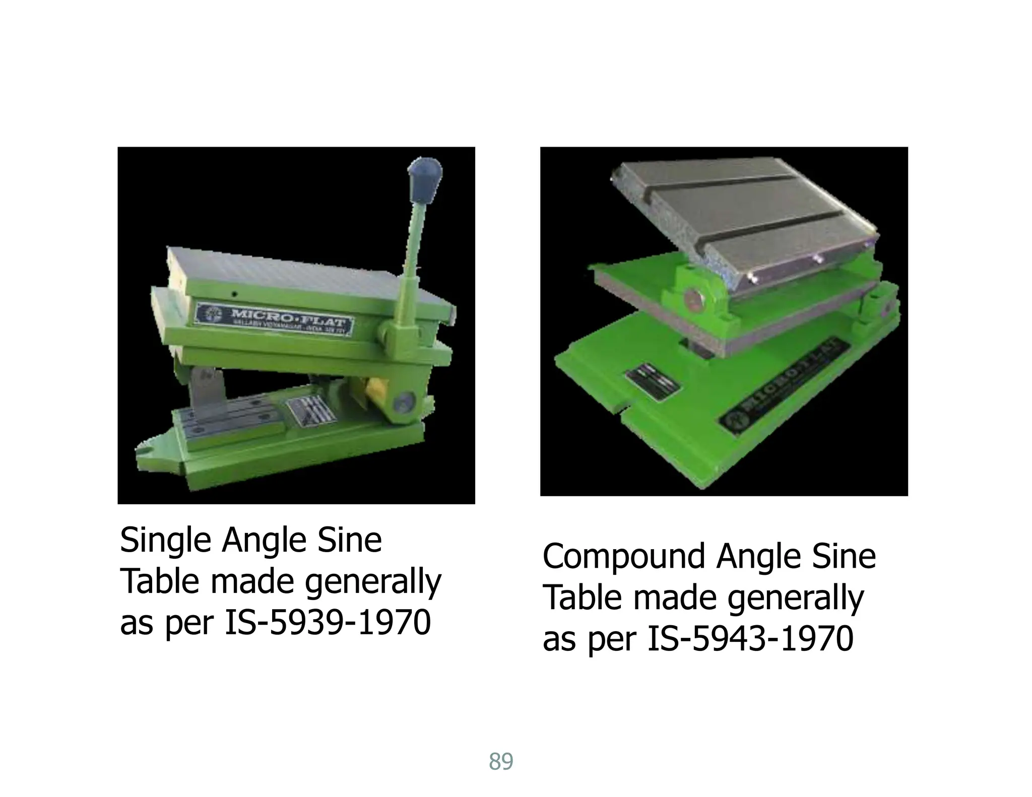 89
Single Angle Sine
Table made generally
as per IS-5939-1970
Compound Angle Sine
Table made generally
as per IS-5943-1970
 