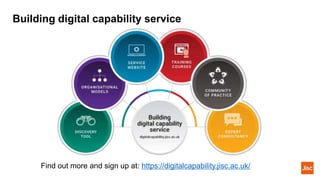 Building digital capability service
Find out more and sign up at: https://digitalcapability.jisc.ac.uk/
 