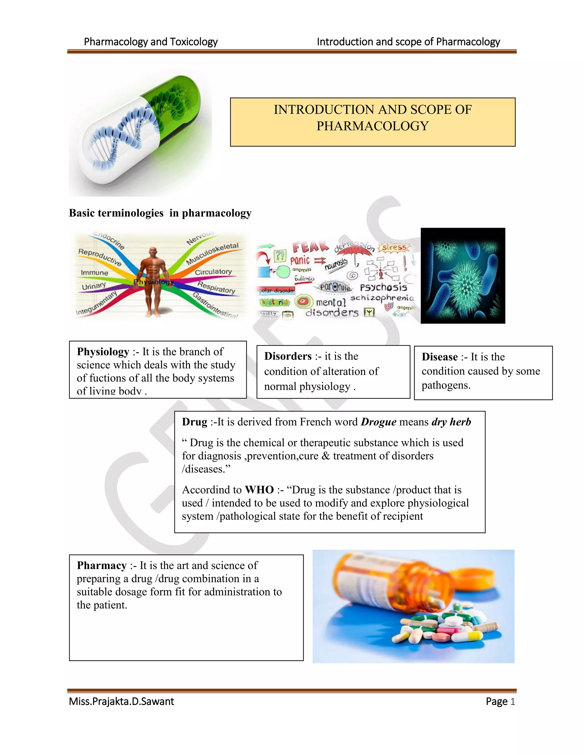 Introduction And Scope Of Pharmacology Pdf