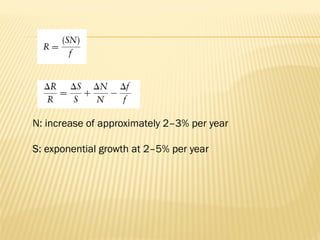 N: increase of approximately 2–3% per year
S: exponential growth at 2–5% per year
 