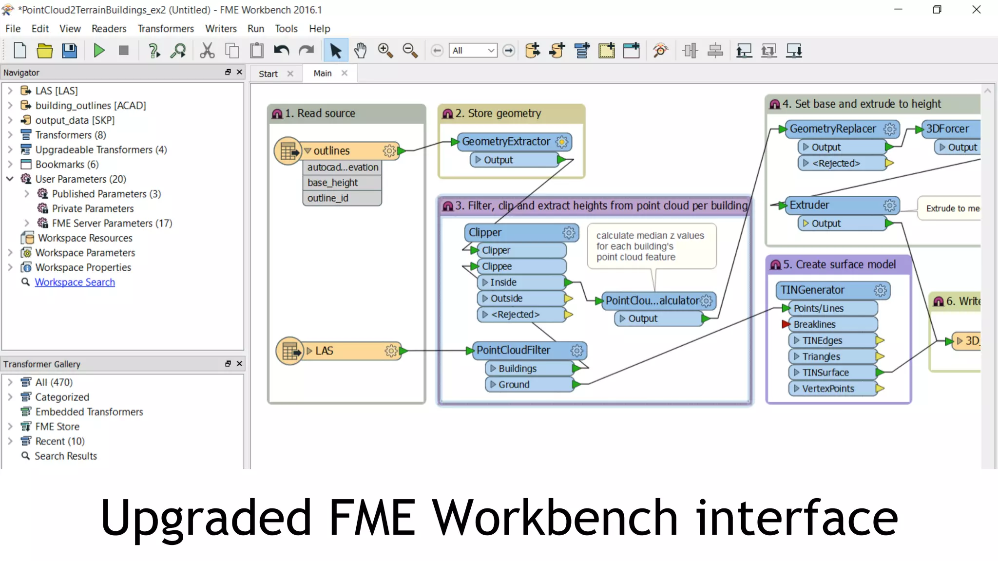 Upgraded FME Workbench interface
 