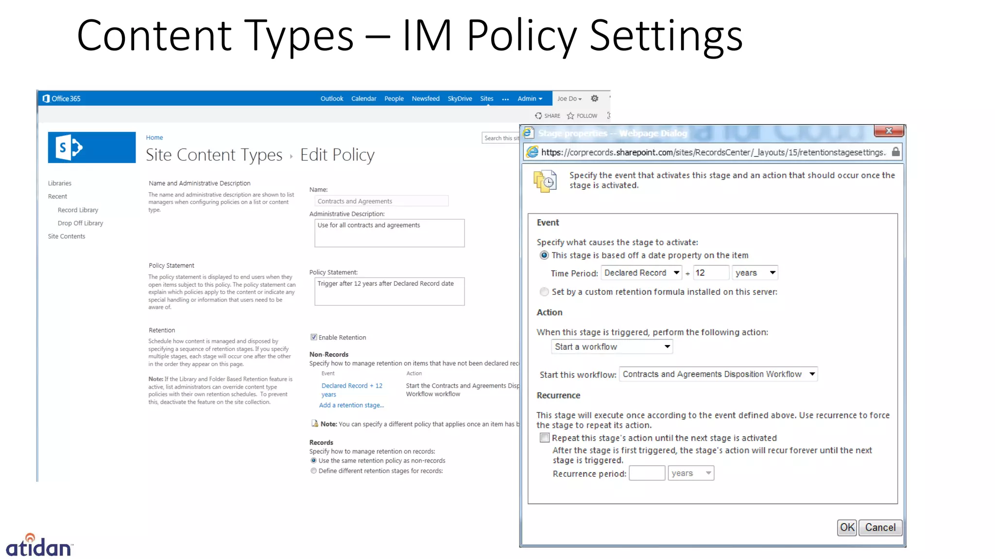 Content Types – IM Policy Settings
 