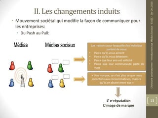 II. Les changements induits<br />Mouvement sociétal qui modifie la façon de communiquer pour les entreprises:<br />Du Push...