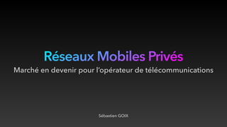 Réseaux Mobiles Privés
Sébastien GOIX
Marché en devenir pour l’opérateur de télécommunications
 
