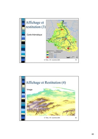 40
S. Théry - IST, novembre 2005 79
Affichage et
restitution (3)
Carte thématique
S. Théry - IST, novembre 2005 80
Affichage et Restitution (4)
Image
 