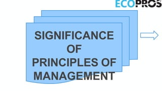 SIGNIFICANCE
OF
PRINCIPLES OF
MANAGEMENT
 