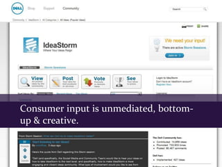 Consumer input is unmediated, bottom-
up & creative.
 