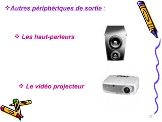Les haut-parleurs Autres périphériques de sortie  : Le vidéo projecteur 