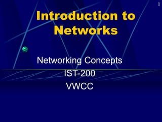Introduction to
Networks
Networking Concepts
IST-200
VWCC
1
 
