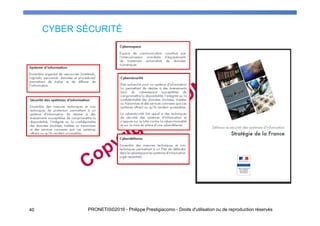CYBER SÉCURITÉ
40 PRONETIS©2016 - Philippe Prestigiacomo - Droits d'utilisation ou de reproduction réservés
 