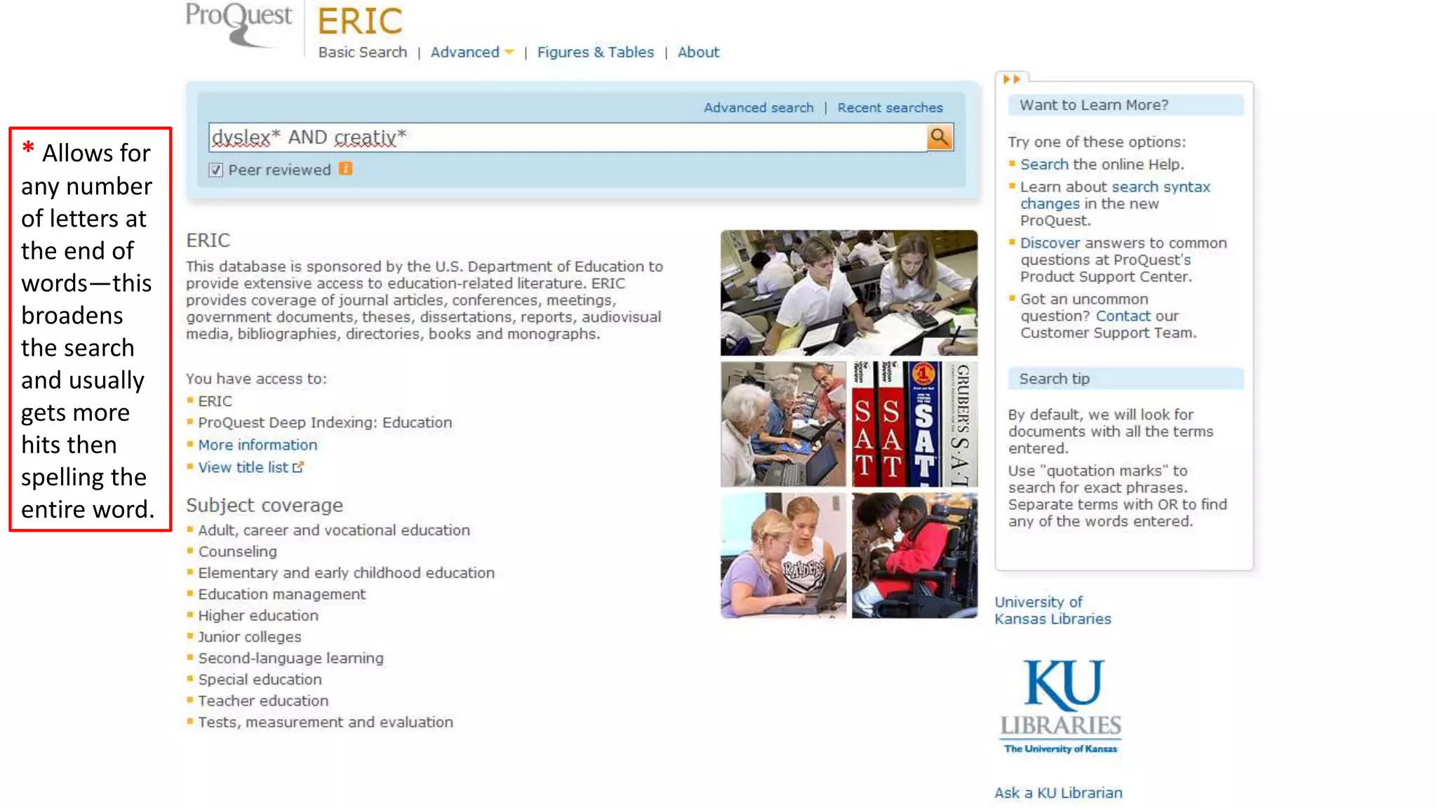 Searching another database: ERIC
 