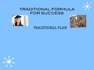 TRADITIONAL FORMULA
   FOR SUCCESS



    TRADITIONAL PLAN
 