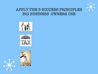 APPLY THE 3 SUCCESS PRINCIPLES
   BIG BUSINESS OWNERS USE
 