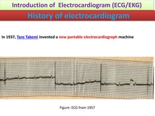 Figure: ECG from 1957
In 1937, Taro Takemi invented a new portable electrocardiograph machine
History of electrocardiogram...