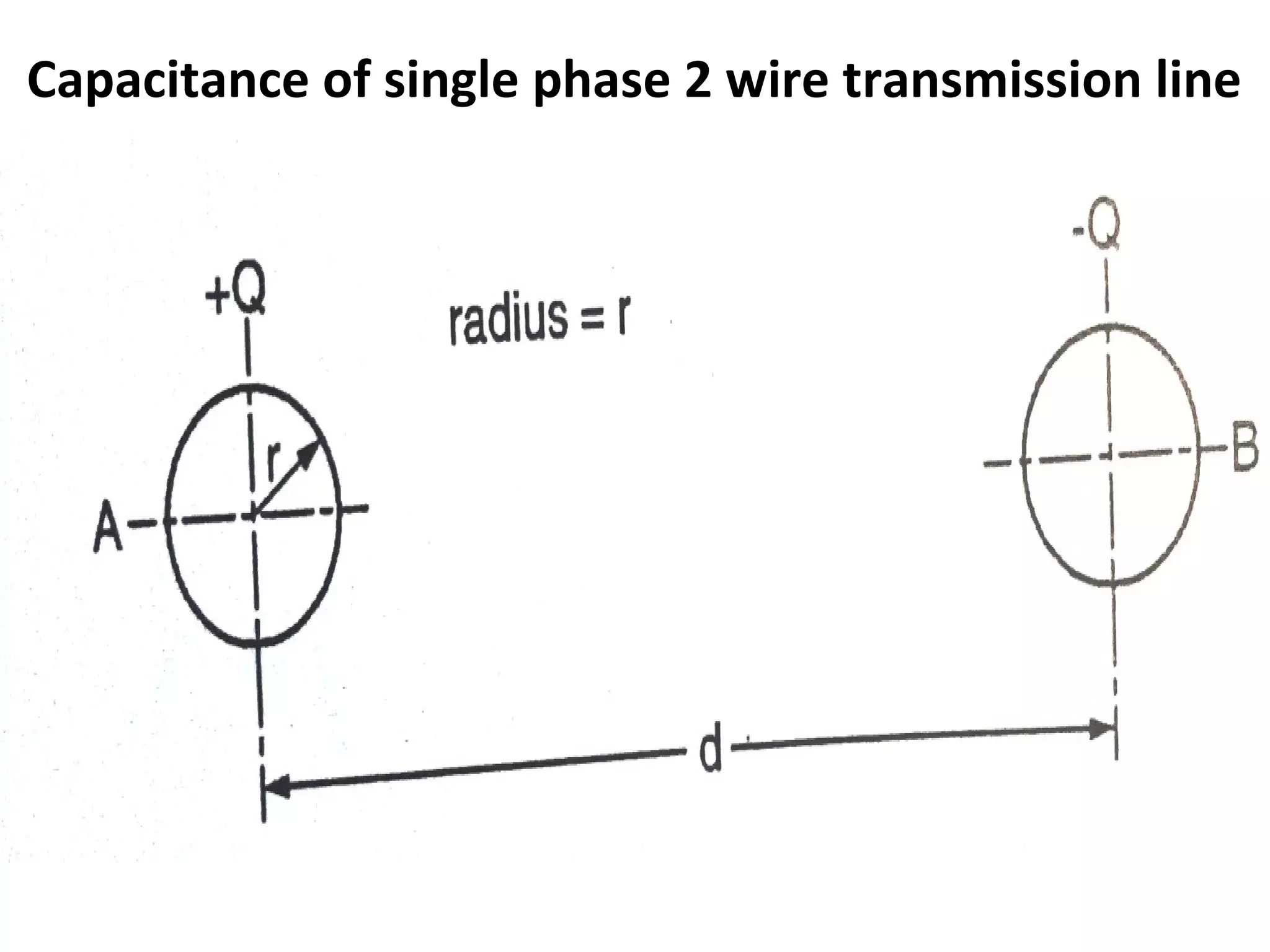 Capacitance of single phase 2 wire transmission line
 