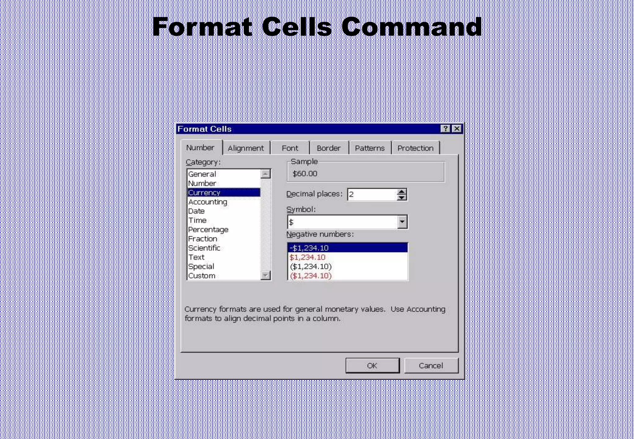 Format Cells Command
 
