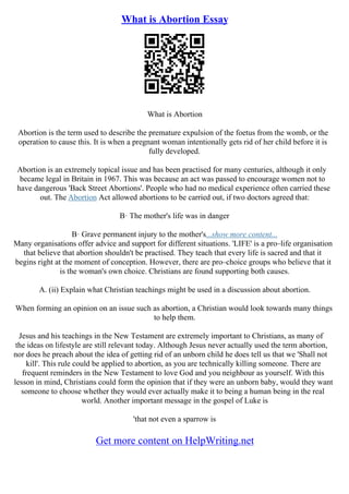 Introduction For Abortion Essay | PDF