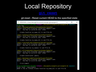 Local Repository
git reset
git-reset - Reset current HEAD to the specified state
 