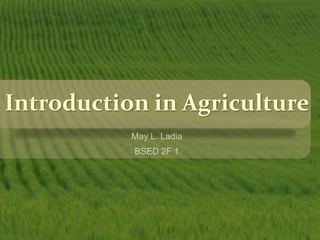 Introduction in Agriculture
May L. Ladia
BSED 2F 1
 