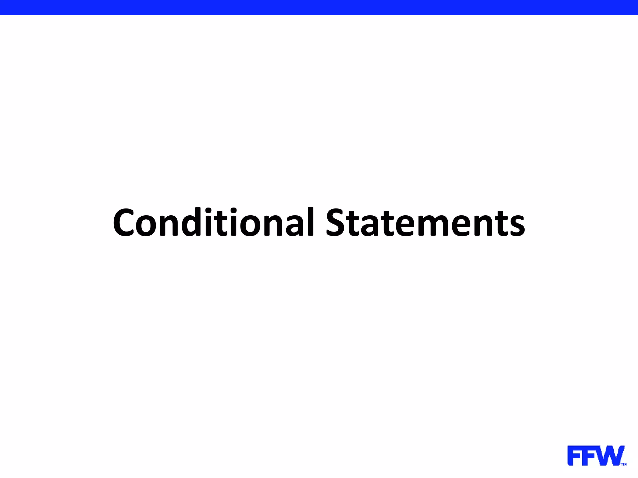Conditional Statements 