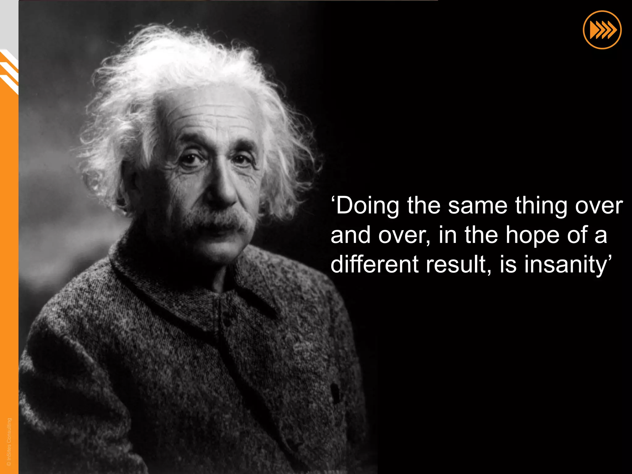 (Re-)framing and going beyond the obvious




                                                    „Doing the same thing over
                                                    and over, in the hope of a
                                                    different result, is insanity‟
© InSites Consulting




                                                                                28
 