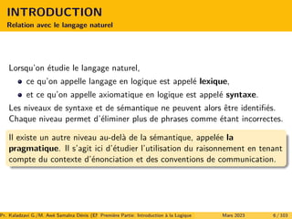Introduction à la Logique Formelle (Part 1)