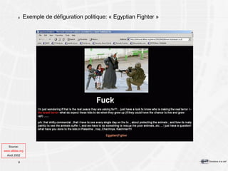 Exemple de défiguration politique: « Egyptian Fighter » Source: www.alldas.org Août 2002 
