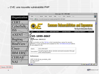 CVE: une nouvelle vulnérabilité PHP Source: CVE 2002 