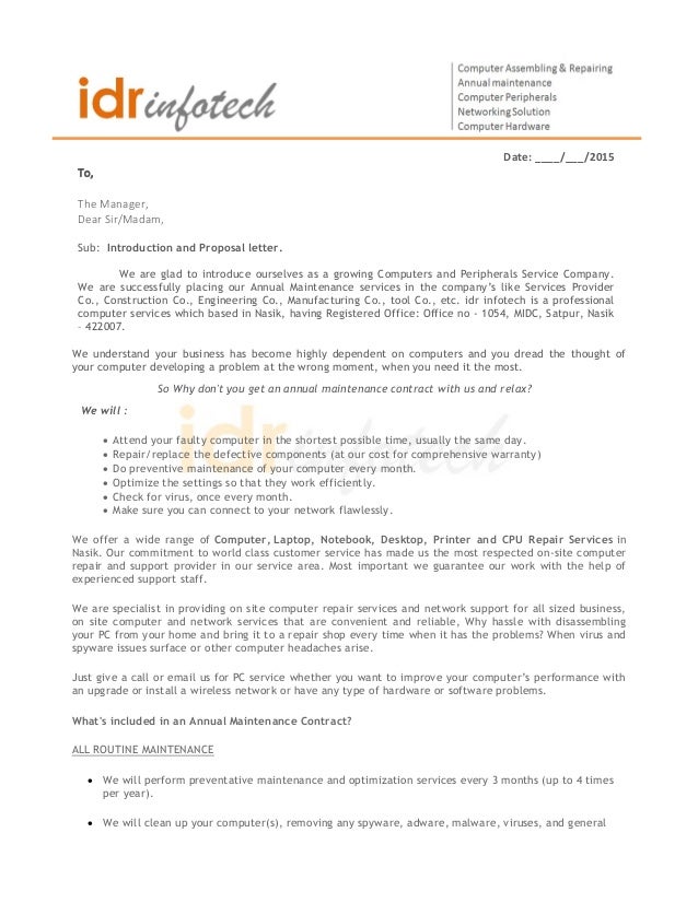 Introduction And Proposal Latter - 