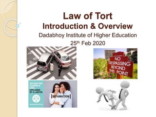 Law of Tort
Introduction & Overview
Dadabhoy Institute of Higher Education
25th Feb 2020
 
