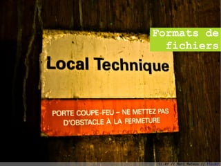 Formats de
  fichiers




                       16

CC-BY // Marc Mateus // Flickr
 
