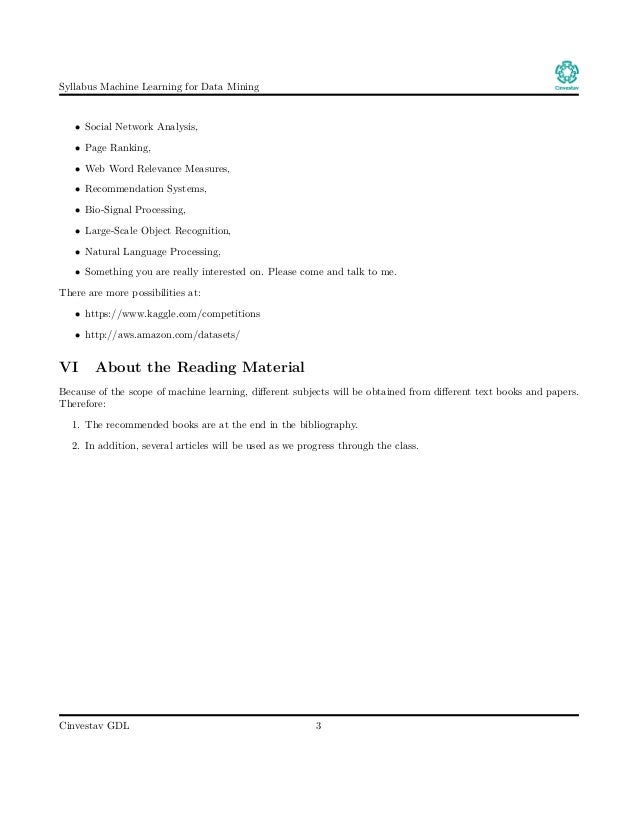 syllabus of machine learning