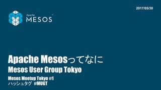 Apache Mesosってなに
Mesos User Group Tokyo
Mesos Meetup Tokyo #1
ハッシュタグ #MUGT
2017/05/30
 
