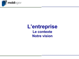 L’entreprise Le contexte Notre vision 